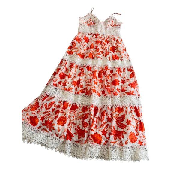 NWT Antonio Melani Maxi Dress Size 8 .Red & White Floral Lace Maxi - Picture 7 of 16